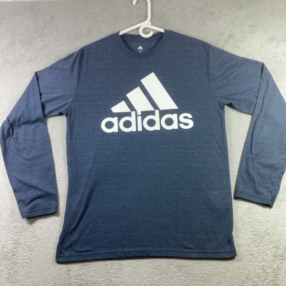 Adidas Shirt Adult Medium Blue Golf Long Sleeve Pullover Logo Graphic Tee